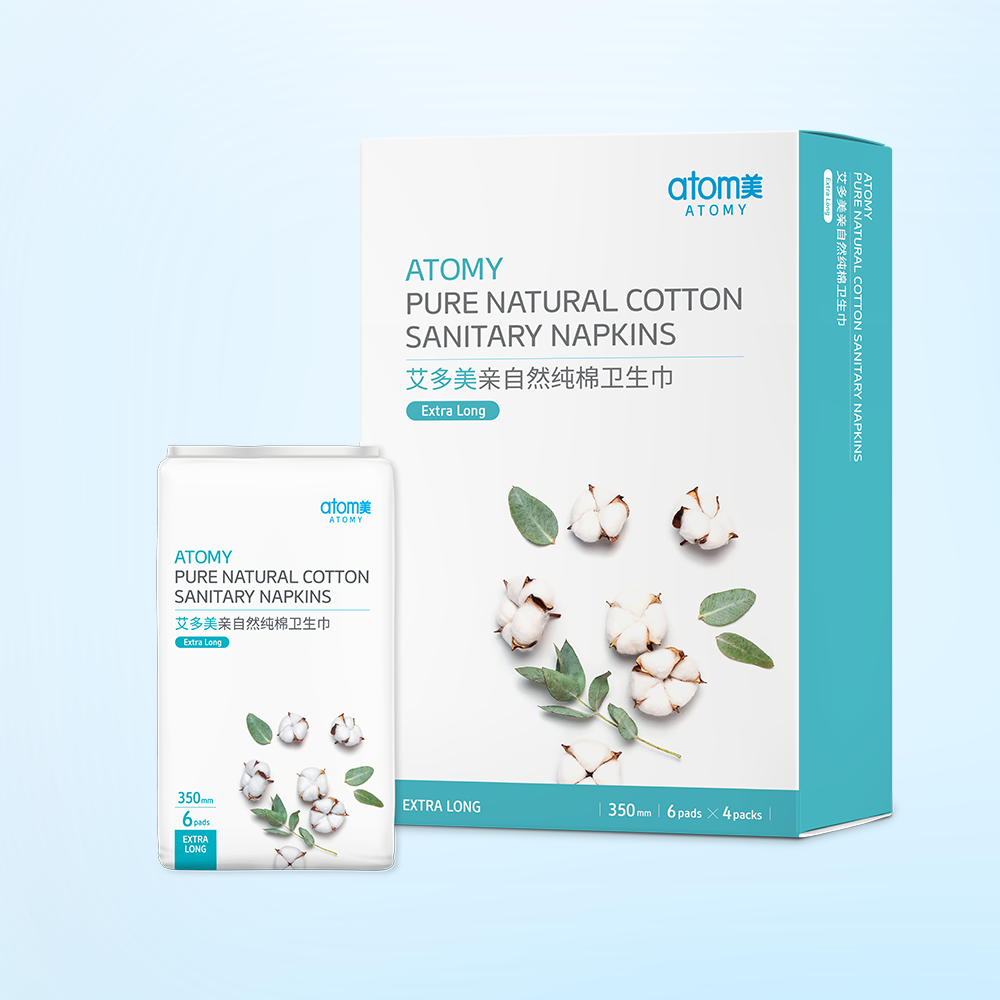 Pure Natural Cotton Sanitary Napkins Extra Long | Atomy Australia